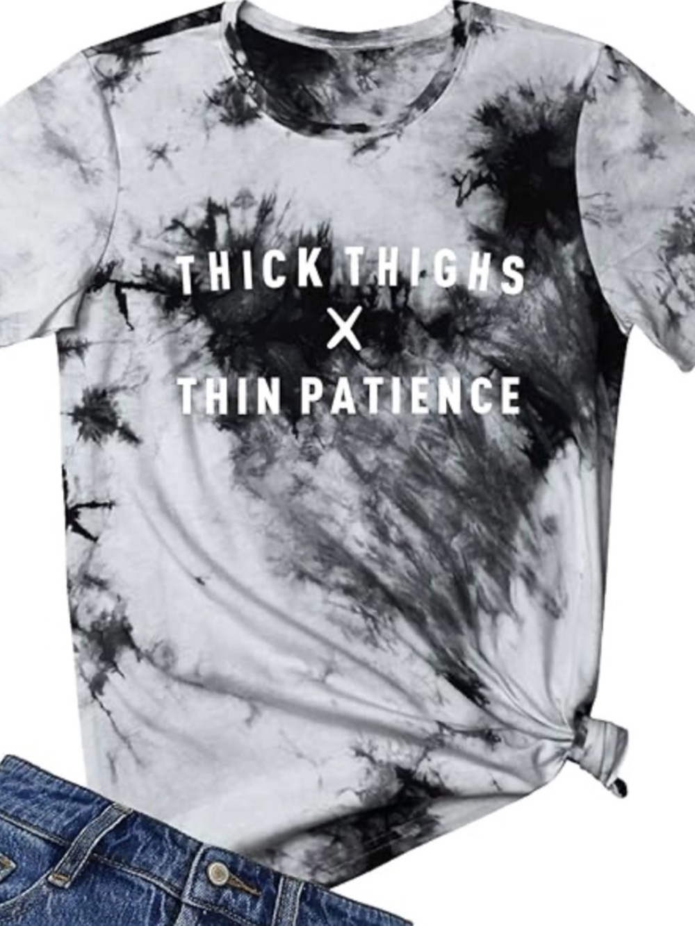 Yitan Thick Thighs x Thin Patience Black and White Tie Dye Tshirt Sz XXL NWT